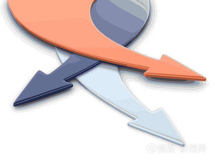 在不同的方向箭头的三维图像图像的剪切路径