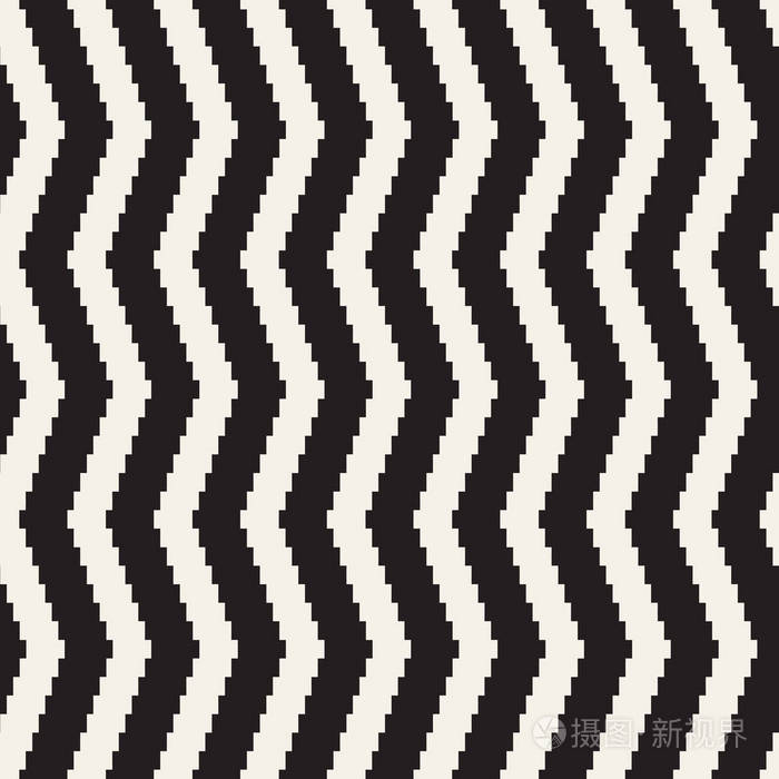 矢量无缝的网状图案.单色的之字形线条抽象背景