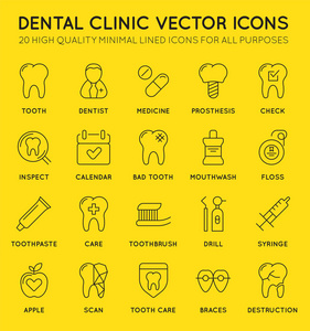 一组最小牙医图标