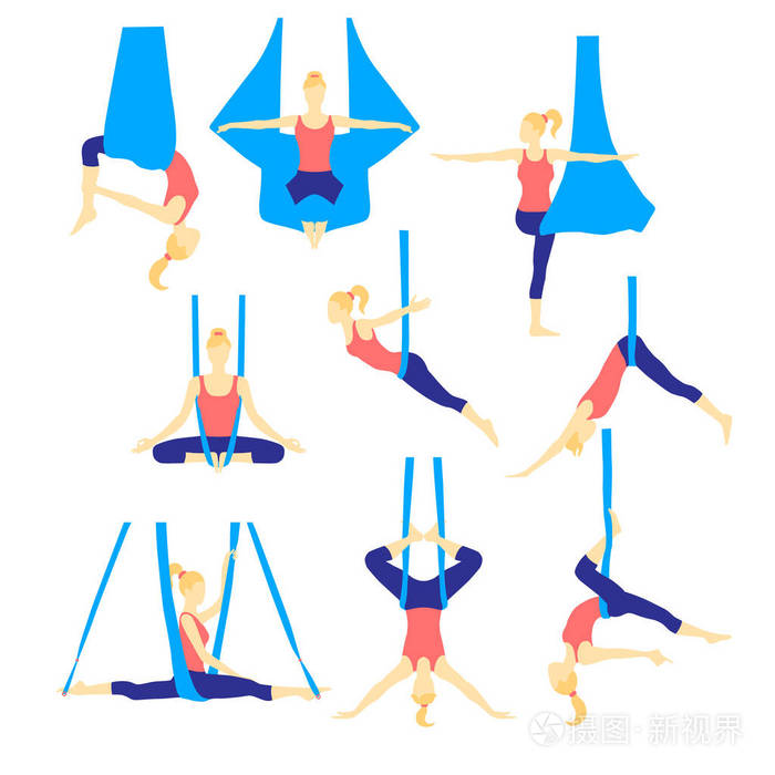航空瑜伽平面图标矢量图