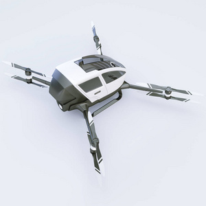Quadcopter 为白色一个孤立的人的。3d 图