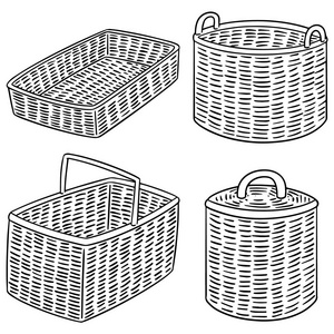编织篮子素描图片