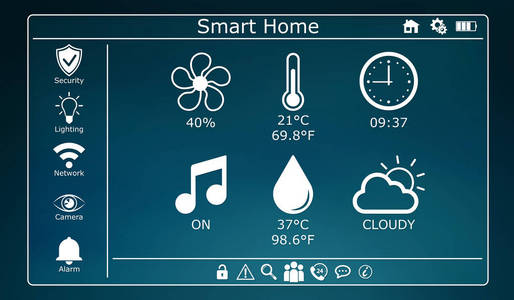 3d 渲染现代数字智能住宅接口