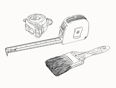 卷尺，油漆刷工具设置草绘矢量