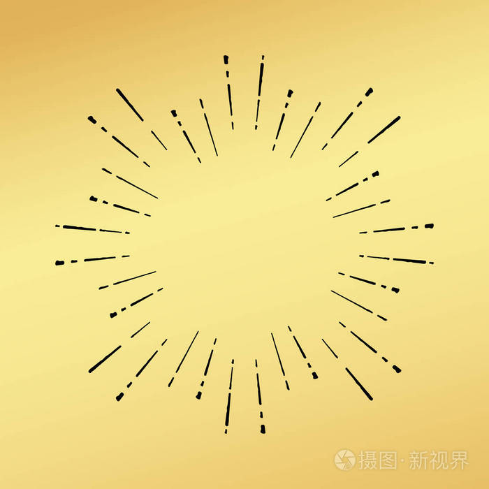 太阳爆裂的老式手工绘制的时髦金色图案射线爆炸插画-正版商用图片0