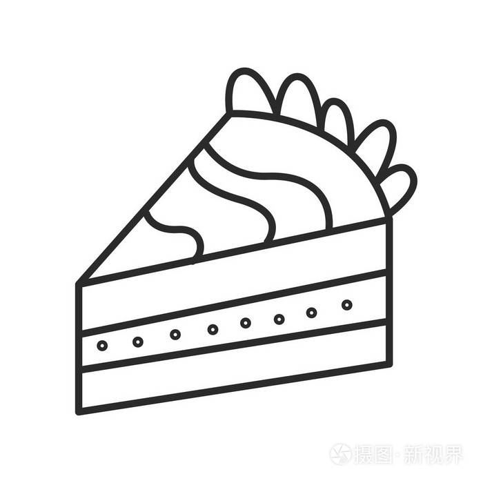 一块蛋糕矢量涂鸦手绘线条插图