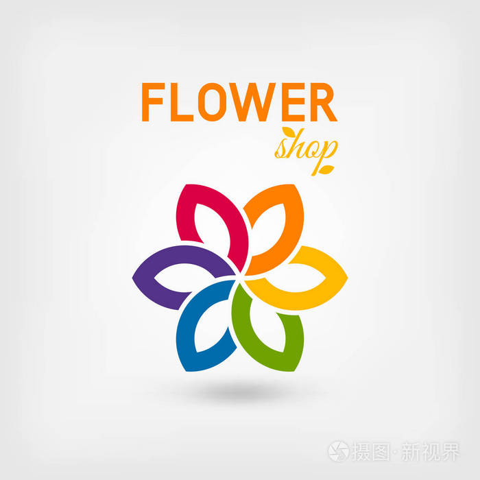 鲜花店 logo 设计彩虹的颜色