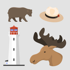 旅游加拿大传统对象国家旅游设计国徽矢量图