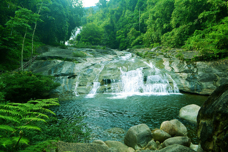 在山上与热带雨林 bac 的瀑布景观