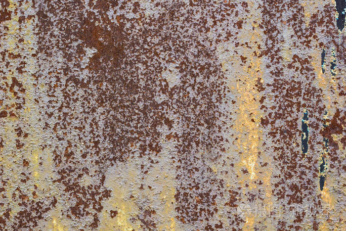 生锈金属墙体粉刷的腐蚀与条纹锈