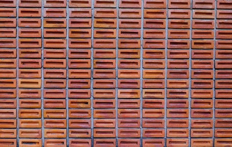 红色或橙色的广场砖壁，块砖壁纹理背景和目标