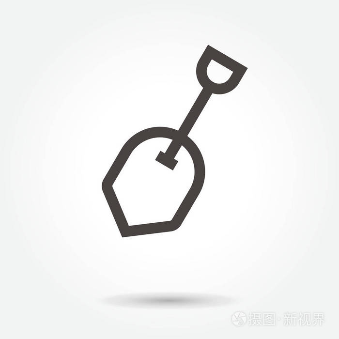 图标的锄头矢量图在白色背景上的平面设计风格
