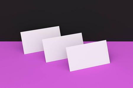 在黑色和紫色背景白色空白名片模拟