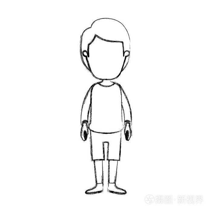 模糊的轮廓与发型到前面看卡通全身不露面的家伙插画-正版商用图片0