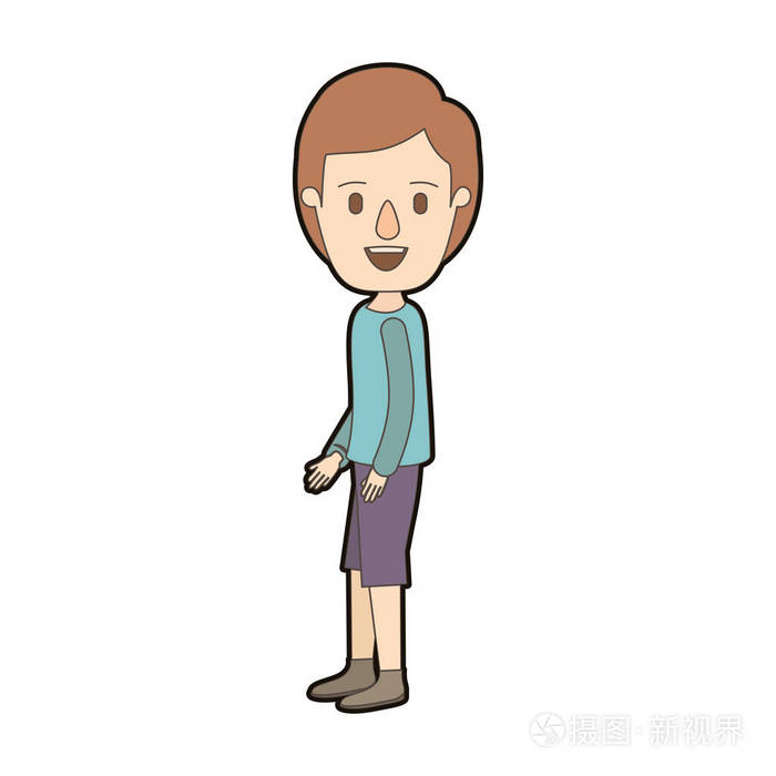 光色漫画厚轮廓侧面视图全身家伙与发型