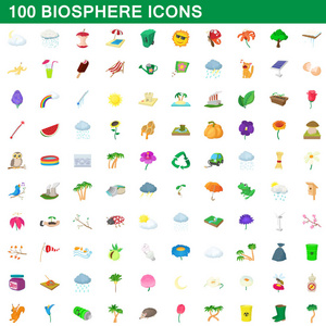 100 生物圈图标设置 卡通风格
