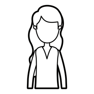 漫画波浪头发黑色厚轮廓漫画不露面半身女人波浪长发照片