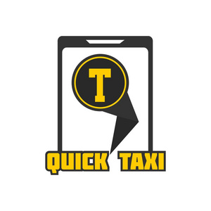 坐出租车很快移动应用签署标志设计的智能手机