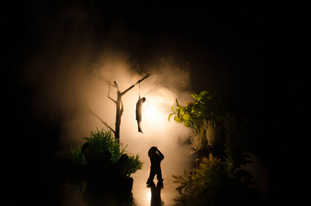 死亡惩罚处决或自杀抽象的观念.照片