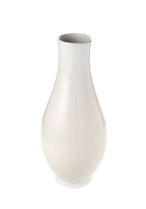 白色背景上的白色陶瓷瓶
