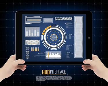抽象未来，概念向量未来派蓝色虚拟图形触摸用户界面平视显示器。为 web 网站 背景 技术 在线设计 业务 gui 