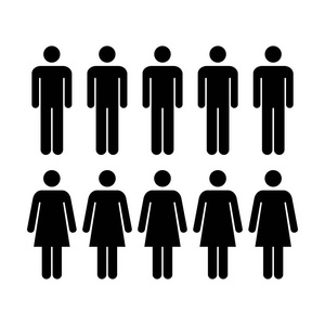 人们图标向量组的男子和妇女团队象形符号的插图