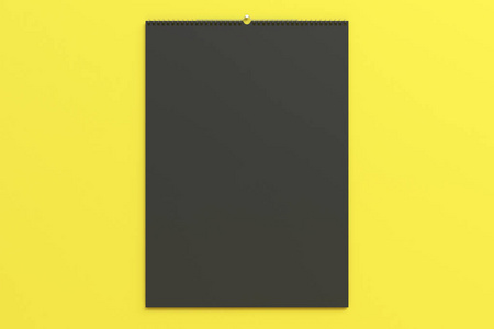 在黄色背景上的黑墙上日历模拟