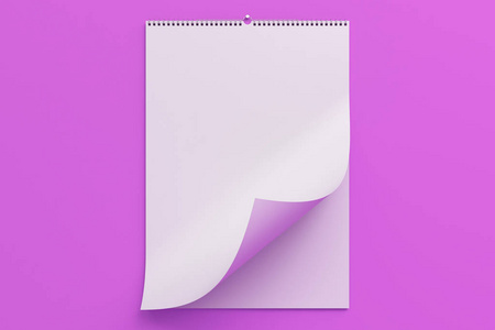 白墙上日历模拟紫色背景