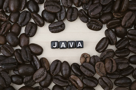 咖啡豆和字母珠