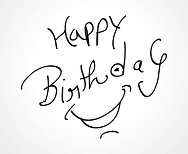 快乐的生日卡片设计素描的手图片