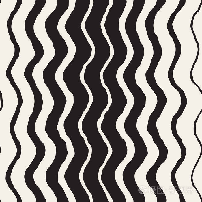无缝的波浪手绘制的条纹图案.重复的矢量纹理