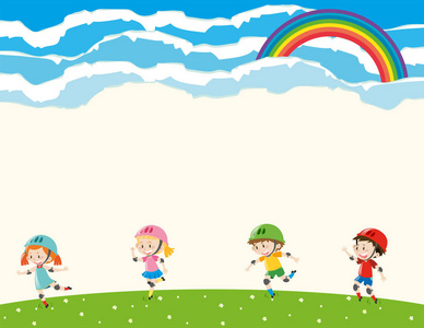 孩子们轮滑背景模板照片