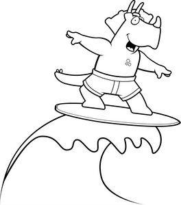 卡通恐龙冲浪图片