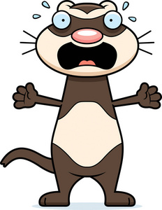 害怕的卡通雪貂插画