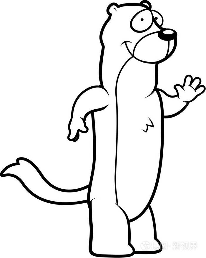 卡通黄鼠狼挥舞着插画-正版商用图片0yg7s7-摄图新视界