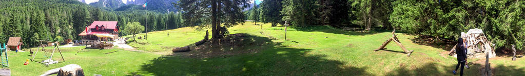 美丽的公园，在阿尔卑斯山，全景视图