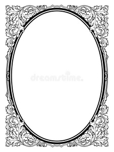 书法书法椭圆形巴洛克框架黑色照片
