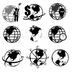 三维世界地图或地球仪矢量集，系列2