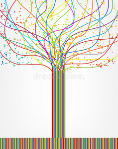 从线条中抽象出五颜六色的树。矢量