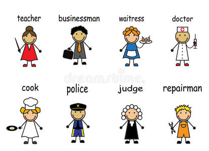 不同职业的人.一套二十一体式与各种职业的卡通人物.