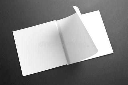 背景为灰色的空白方形杂志小册子