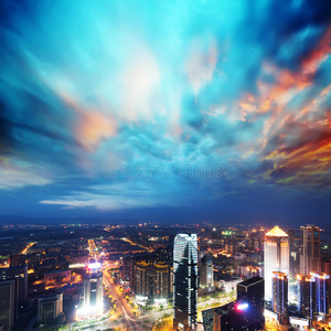 中国城市夜景鸟瞰图图片