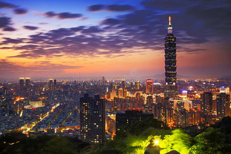 台湾台北夜空线。