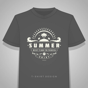 夏季假期排版 t 恤衫打印图形模板矢量图
