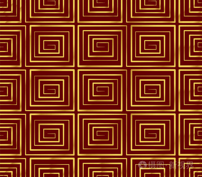 无缝金中国背景螺旋平方米涡几何