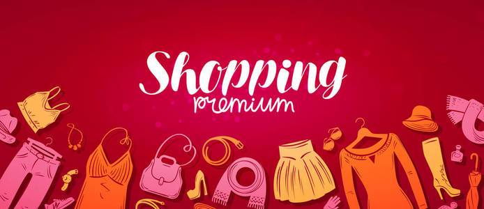 购物, 精品横幅.时尚店的概念.矢量图照片