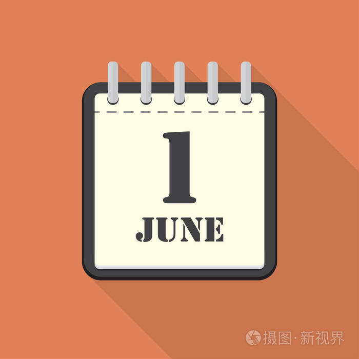 与6月1日在平面设计中的日历矢量图