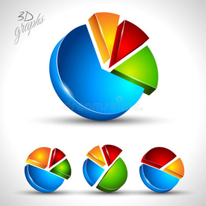 用于信息图形或百分比数据显示的三维饼图。