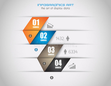 带有纸质标签的信息图形设计模板。我