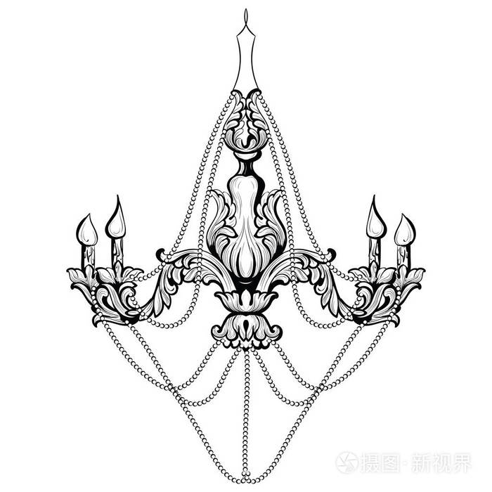 复古巴洛克风格优雅的枝形吊灯.矢量豪华皇家丰富风格装饰.